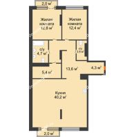 2 комнатная квартира 100,2 м² в Квартал Новин, дом 6 очередь ГП-6 - планировка
