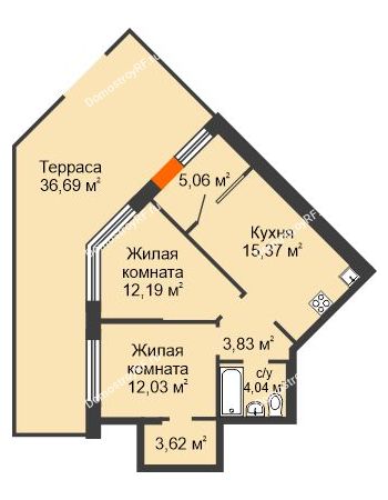 2 комнатная квартира 56,14 м² в ЖК Скандиа. Квартал в Комарово, дом Этап 1