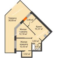 2 комнатная квартира 56,14 м² в ЖК Скандиа. Квартал в Комарово, дом Этап 1 - планировка