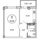 1 комнатная квартира 46,5 м² в ЖК Лебедь, дом № 50 - планировка