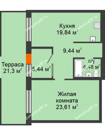 1 комнатная квартира 62,81 м² в ЖК Скандиа. Квартал в Комарово, дом Этап 1