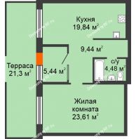 1 комнатная квартира 62,81 м² в ЖК Скандиа. Квартал в Комарово, дом Этап 1 - планировка