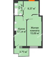 1 комнатная квартира 41,08 м² в ЖК Сердце Ростова 2, дом Литер 1 - планировка