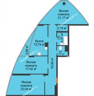 3 комнатная квартира 104,45 м², ЖК Atlantis (Атлантис) - планировка