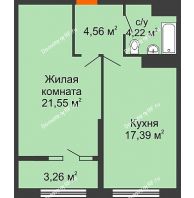 2 комнатная квартира 62 м², ЖК Сердце - планировка