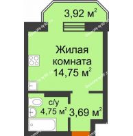 Студия 24,37 м² в ЖК Светлоград, дом Литер 15 - планировка