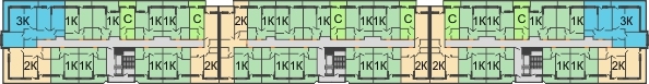 Планировка 15 этажа в доме Литер 3 в ЖК Победный