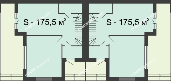 Планировка 1 этажа в доме Типа дуплекс (175,5 м2) в КП DolinaGreen (Долина Грин)