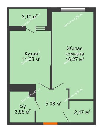 1 комнатная квартира 39,98 м² в ЖК Семейный парк, дом Литер 2