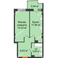 1 комнатная квартира 39,73 м² в ЖК Сердце Ростова 2, дом Литер 8 - планировка