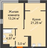 2 комнатная квартира 44,46 м² в ЖК Европейский берег, дом Лондон ГП-11 - планировка