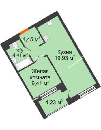 1 комнатная квартира 38,07 м² в ЖК DOK (ДОК), дом ГП-1.2