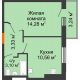 1 комнатная квартира 32,89 м², ЖК Орбита - планировка