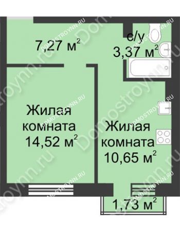 1 комнатная квартира 36,33 м² в ЖК Солнечный, дом № 161 А/1