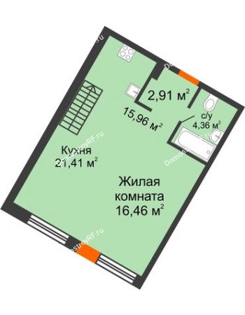 1 комнатная квартира 61,1 м² в ЖК DOK (ДОК), дом ГП-1.2