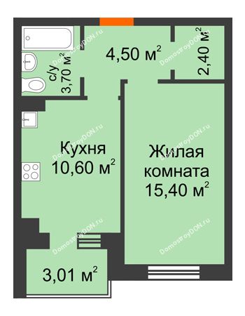 2 комнатная квартира 37,6 м² в Микрорайон Прибрежный, дом № 8