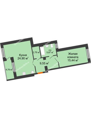 1 комнатная квартира 60,91 м² в ЖК Измаильский парк, дом № 3