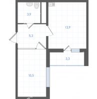 1 комнатная квартира 35,3 м² в ЖК Левенцовка парк, дом Корпус 8-12.2 - планировка