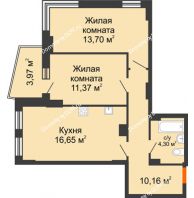 2 комнатная квартира 58,17 м² в ЖК Сердце Ростова 2, дом Литер 8 - планировка
