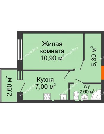 1 комнатная квартира 28,3 м² в ЖК Новая Пальмира, дом № 47
