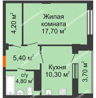 1 комнатная квартира 44,44 м² в ЖК Облака, дом № 2 - планировка