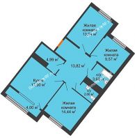 3 комнатная квартира 82,19 м² в ЖК Сердце, дом № 1 - планировка