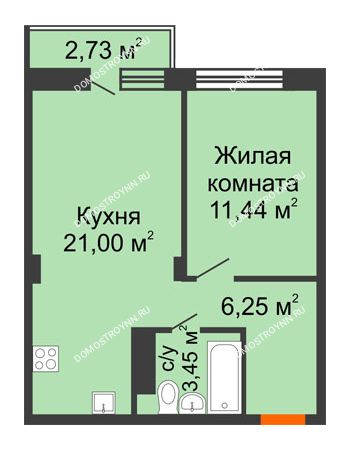 1 комнатная квартира 42,96 м² - ЖК Зеленый берег Life