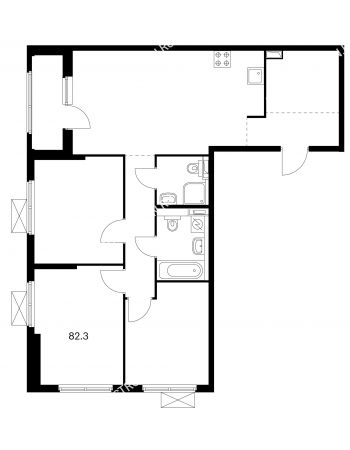 3 комнатная квартира 82,3 м² в ЖК Савин парк, дом корпус 4