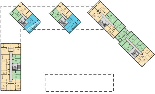 Планировка 9 этажа в доме ГП-1 в ЖК Андерсен парк