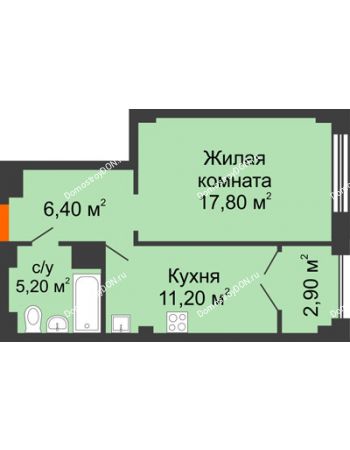 1 комнатная квартира 43,5 м² - ЖК Гагарин