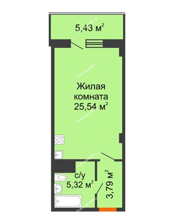 Студия 36,43 м² - Жилой дом на Светлогорской	