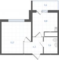 1 комнатная квартира 32,1 м² в ЖК Левенцовка парк, дом Корпус 8-12.2 - планировка