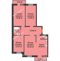 4 комнатная квартира 119,42 м² в ЖК Норма, дом № 1, блок секции №4, №5 - планировка