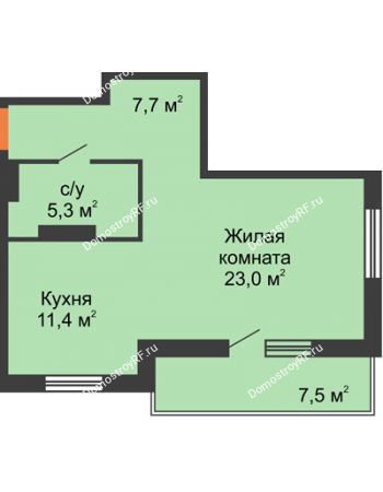 1 комнатная квартира 51 м² - ЖД На Комсомольском