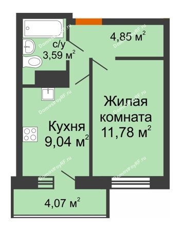 1 комнатная квартира 29,26 м² в ЖК Меридиан Юг, дом ГП-1