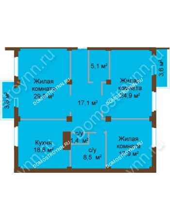 3 комнатная квартира 130,2 м² - ЖК Бояр Палас
