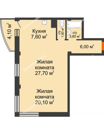 2 комнатная квартира 68,2 м² - ЖК Южная Башня