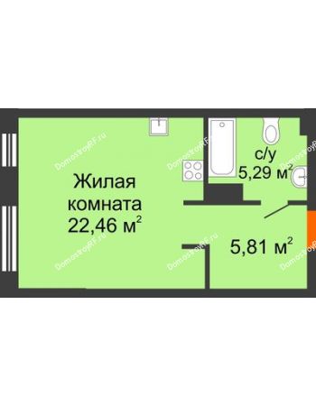 Студия 33,56 м² в ЖК DOK (ДОК), дом ГП-1.2