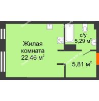 Студия 33,56 м² в ЖК DOK (ДОК), дом ГП-1.2 - планировка