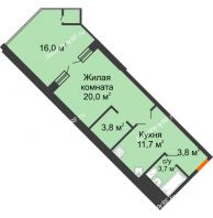 1 комнатная квартира 52,4 м², ЖК DEVELOPMENT PLAZA - планировка