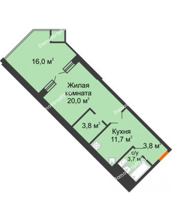 1 комнатная квартира 52,4 м² - ЖК DEVELOPMENT PLAZA