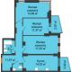 3 комнатная квартира 76,84 м² в ЖК Город у реки, дом Литер 8 - планировка