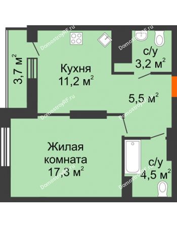 1 комнатная квартира 45,4 м² - ЖК Космолет