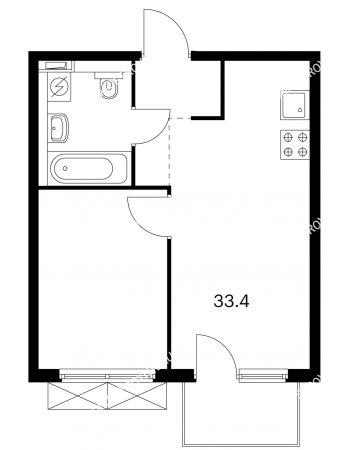 1 комнатная квартира 33,4 м² в ЖК Савин парк, дом корпус 3
