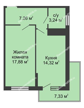 1 комнатная квартира 44,9 м² в ЖК Центральный, дом Литер 1