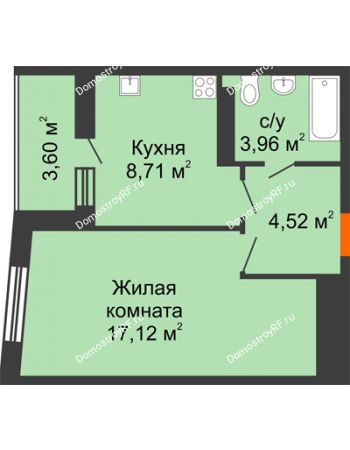 1 комнатная квартира 36,13 м² - ЖК Сограт