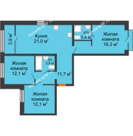 3 комнатная квартира 84,59 м² в ЖК Андерсен парк, дом ГП-5 - планировка