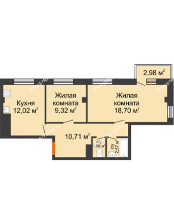 2 комнатная квартира 84,88 м² - ЖД Анкудиновский