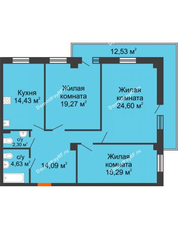 3 комнатная квартира 107,98 м² - ЖК 311
