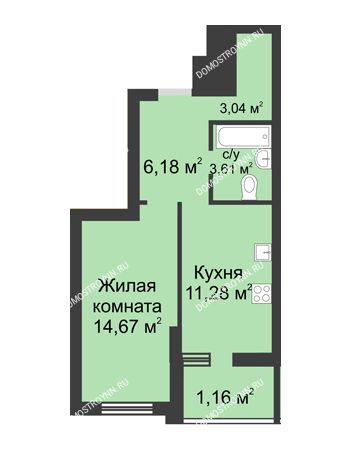 1 комнатная квартира 39,94 м² в ЖК Маленькая страна, дом № 3
